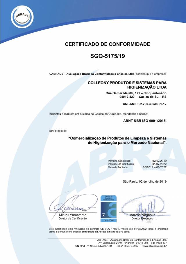 Colleony, empresa certificada ISO 9001:2015.